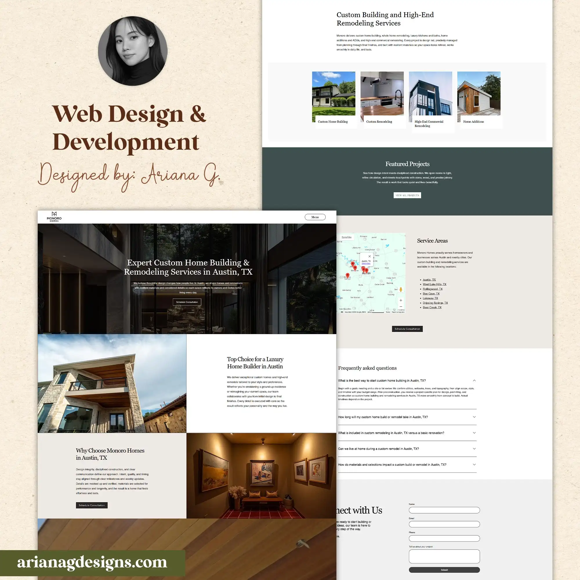 Custom small business website design and development project by Ariana G for a home remodeling company.